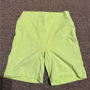 TLF Apparel Neon Green High-Waisted Biker Shorts – Size M
